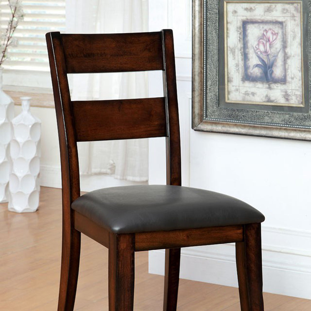Dickinson I Cottage Side Chair Withpu Seat, Dark Cherry, Set Of 2  By Benzara | Armchairs |  Modishstore  - 4