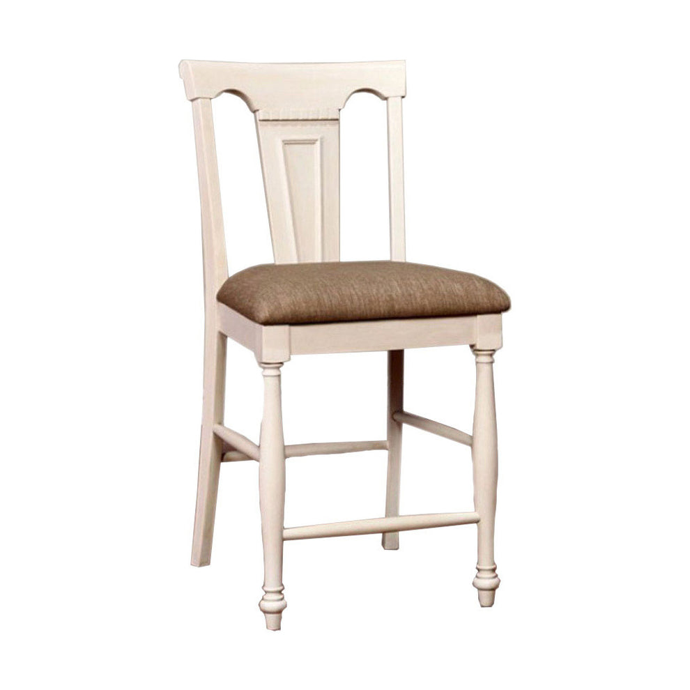Sabrina Cottage Counter Height Chair, Tan & White, Set Of 2 By Benzara | Counter Chairs |  Modishstore  - 2