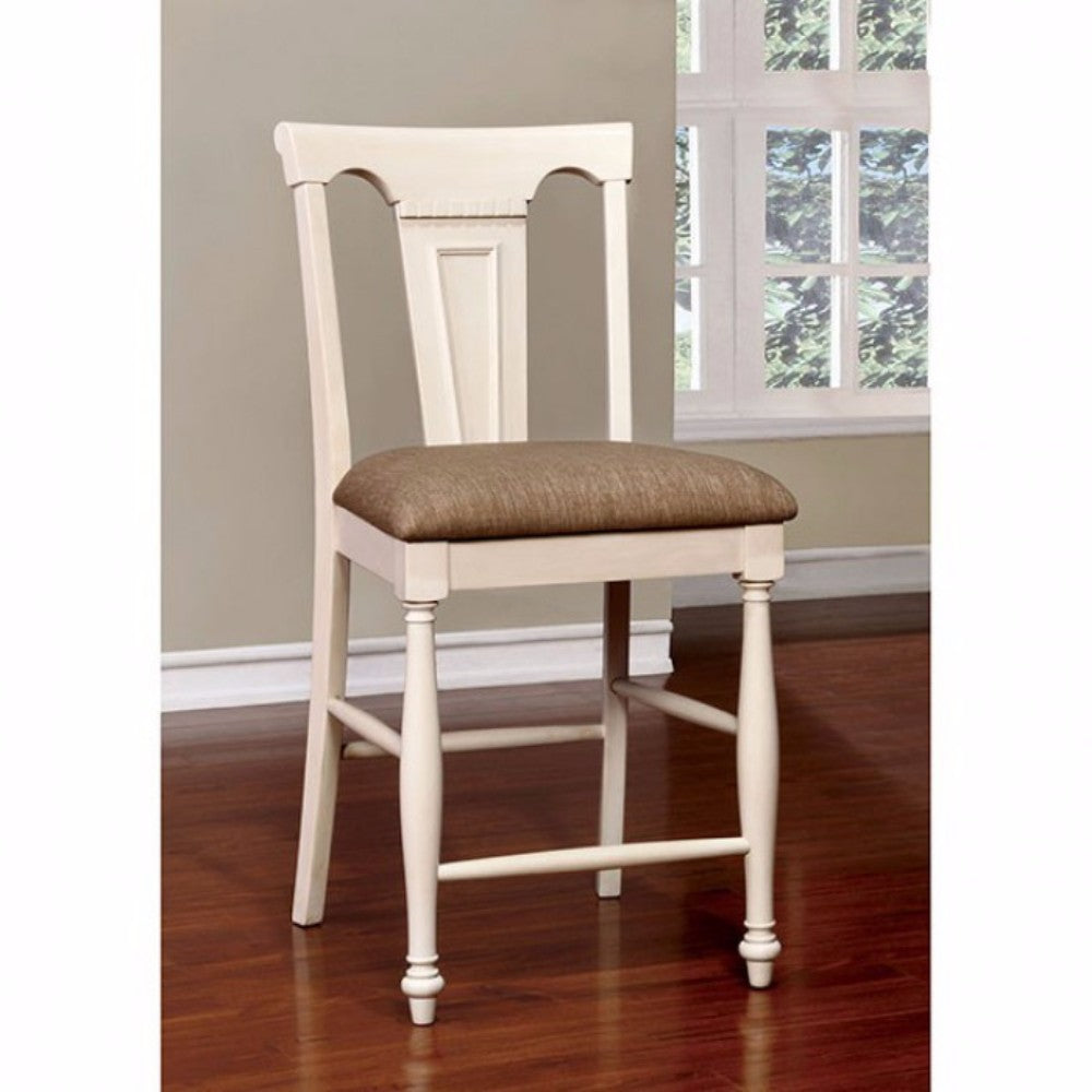 Sabrina Cottage Counter Height Chair, Tan & White, Set Of 2 By Benzara | Counter Chairs |  Modishstore  - 3