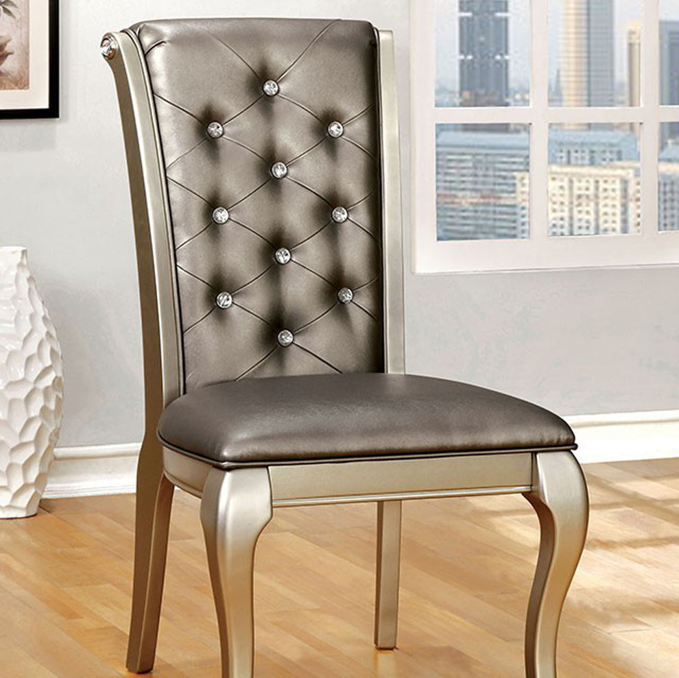 Amina Contemporary Side Chair Silver Finish, Set Of 2 By Benzara | Armchairs | Modishstore - 3