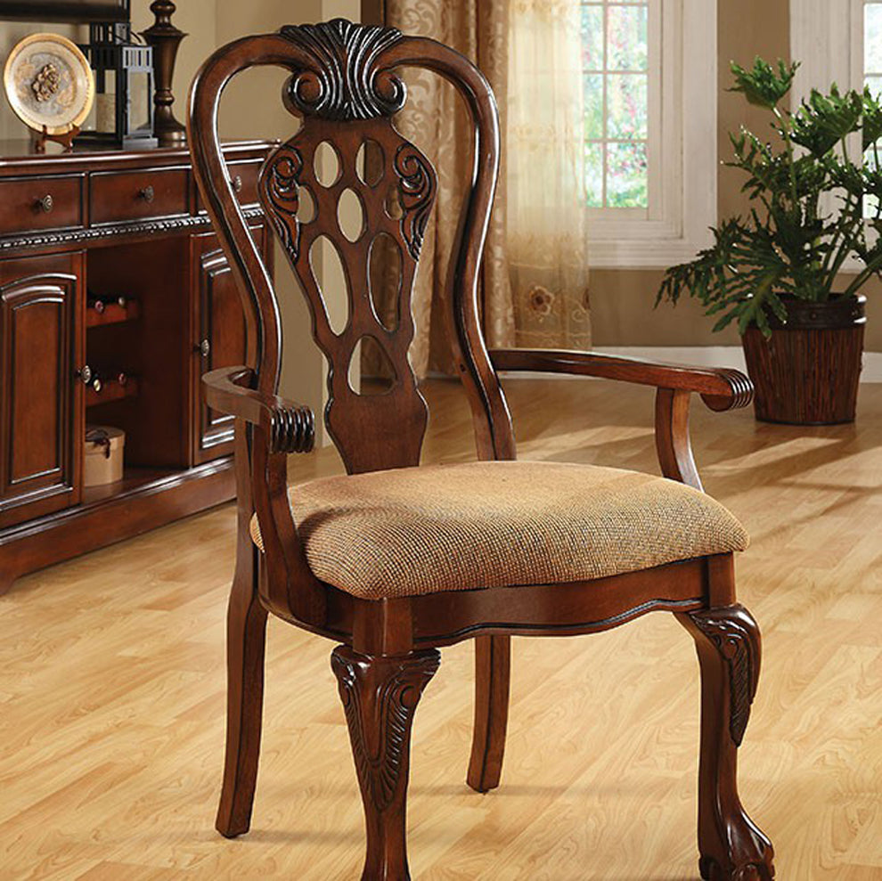 George Town Traditional George Town Arm Chair, Set Of 2, Cherry Finish By Benzara | Armchairs | Modishstore - 3