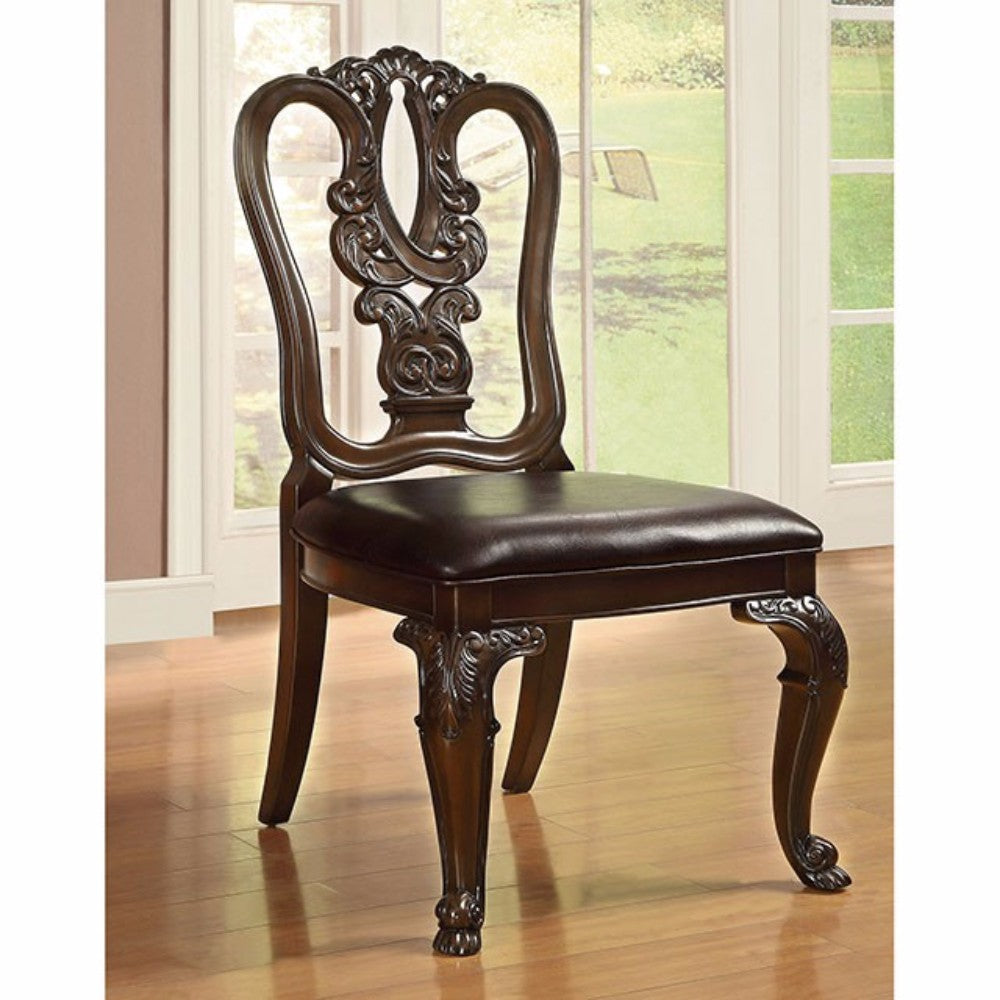 Bellagio Traditional Wooden Carving Side Chair, Set Of 2 By Benzara | Armchairs | Modishstore
