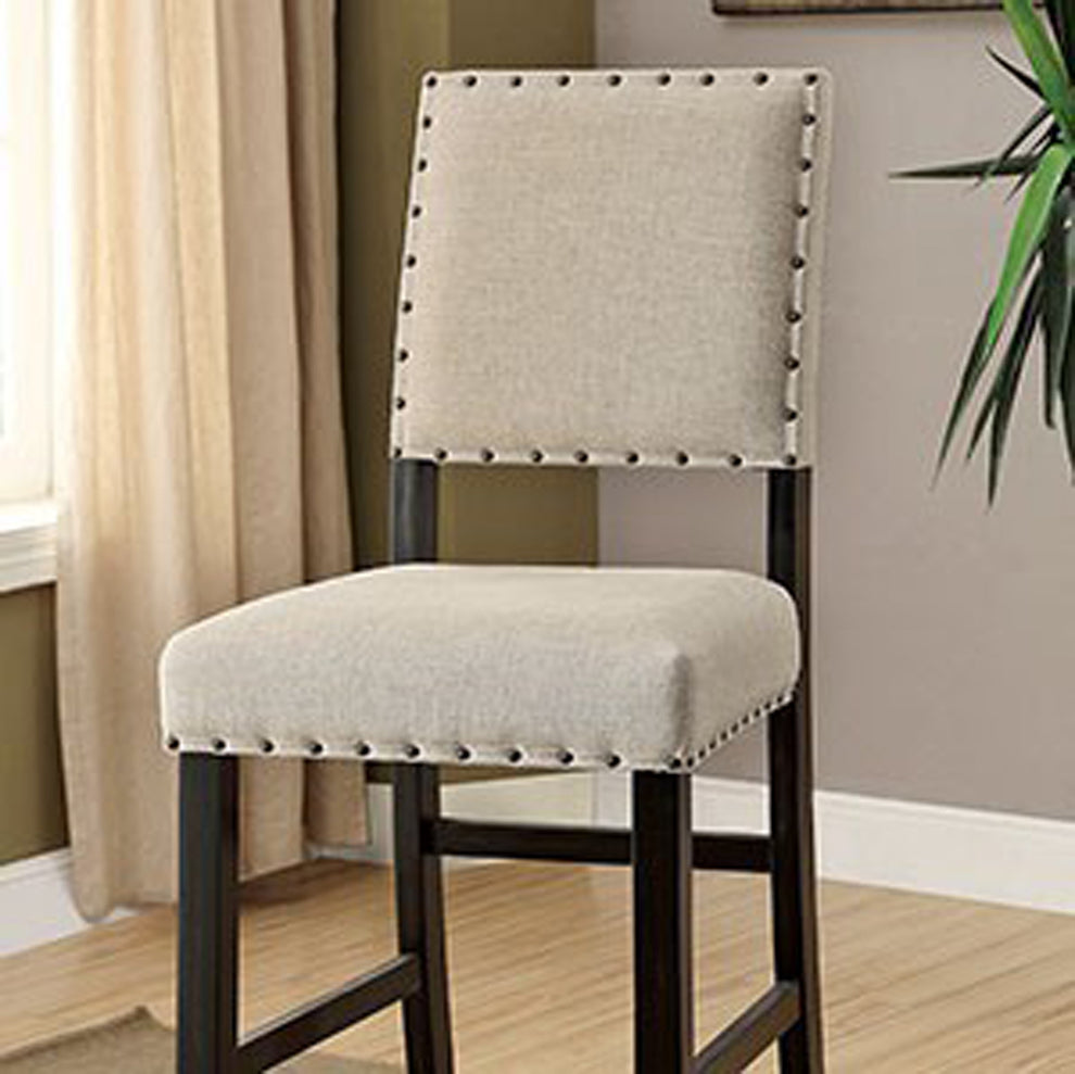 Sania Ii Rustic Bar Chair In Ivory Linen, Black Set Of 2  By Benzara | Armchairs |  Modishstore  - 2