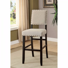 Sania Ii Rustic Bar Chair In Ivory Linen, Black Set Of 2  By Benzara