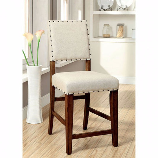 Sania Rustic Counter Height Chair In Ivory Linen, Set Of 2 By Benzara | Armchairs | Modishstore
