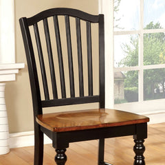 Mayville Cottage Side Chair, Black & Antique Oak Finsh, Set Of 2  By Benzara