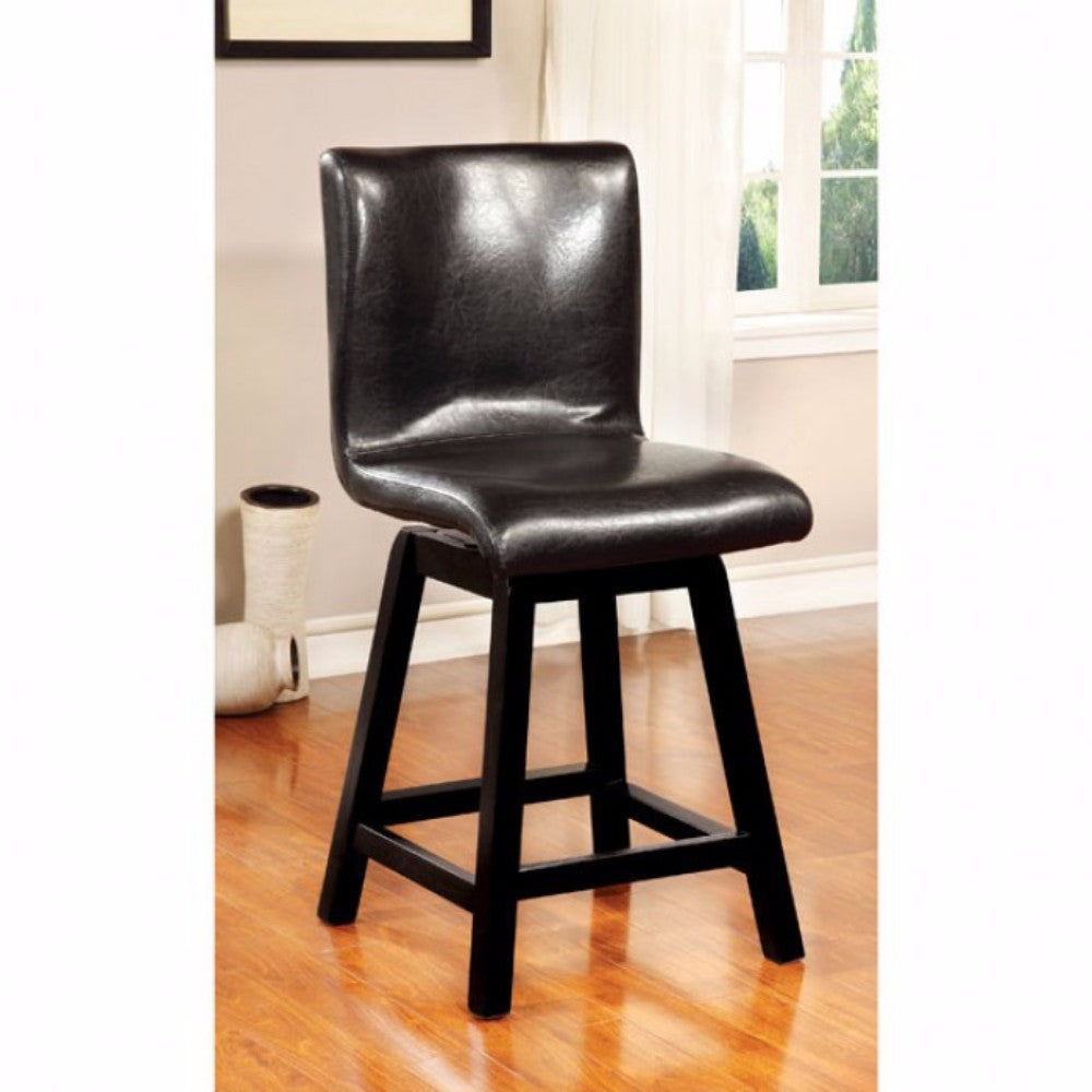 Hurley 180O Swivel Counter Height Chair, Black Finish, Set Of 2  By Benzara | Armchairs |  Modishstore 