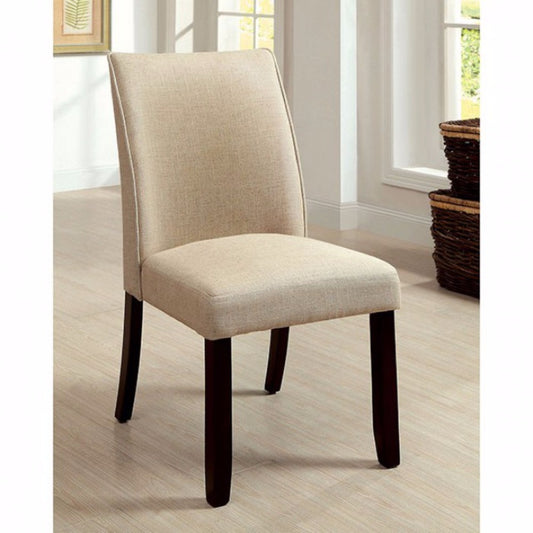 Cimma Contemporary Side Chair, Ivory & Espresso, Set Of 2 By Benzara | Side Chairs |  Modishstore 