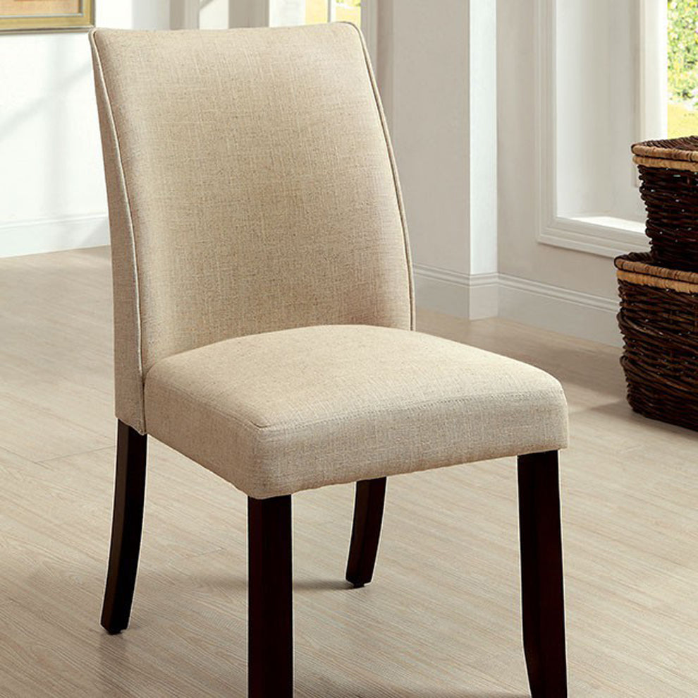 Cimma Contemporary Side Chair, Ivory & Espresso, Set Of 2 By Benzara | Side Chairs |  Modishstore  - 3