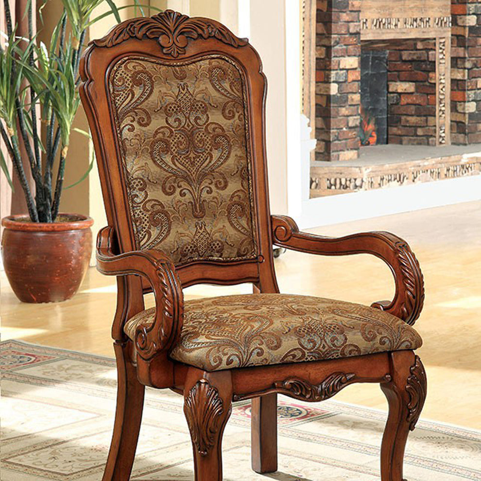 Medieve Arm Chair Seat - Cal Foam, Antique Oak Finish, Set Of Two By Benzara | Armchairs | Modishstore - 3