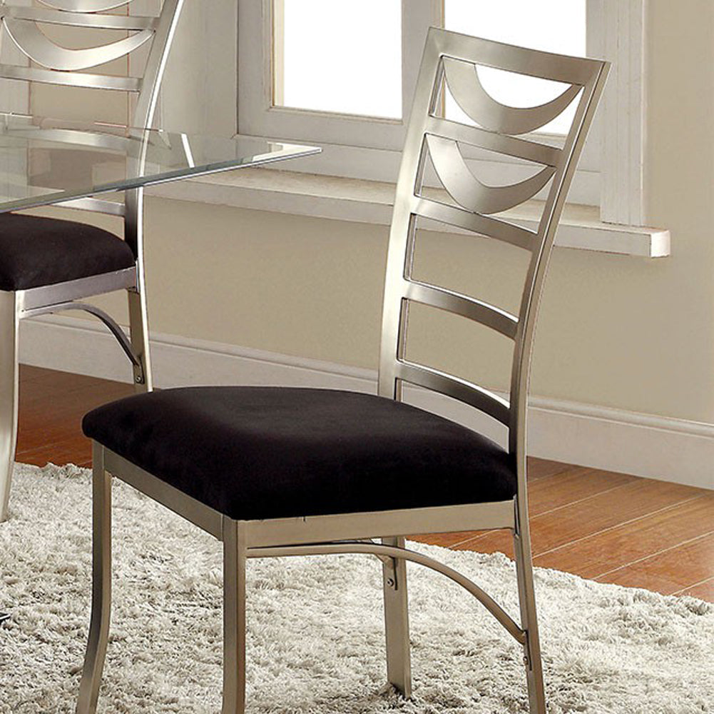 Roxo Contemporary Side Chair With Black Micro Fabric Cushion, Set Of 2  By Benzara | Armchairs |  Modishstore 