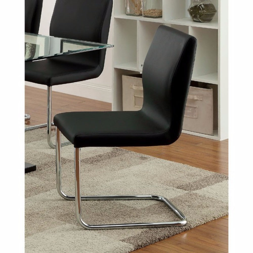 Lodia I Contemporary Side Chair With Black Pu, Set Of 2  By Benzara | Armchairs |  Modishstore  - 3