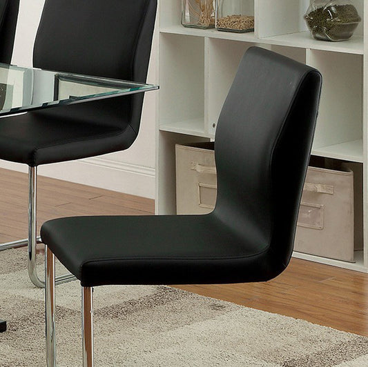 Lodia I Contemporary Side Chair With Black Pu, Set Of 2  By Benzara | Armchairs |  Modishstore 
