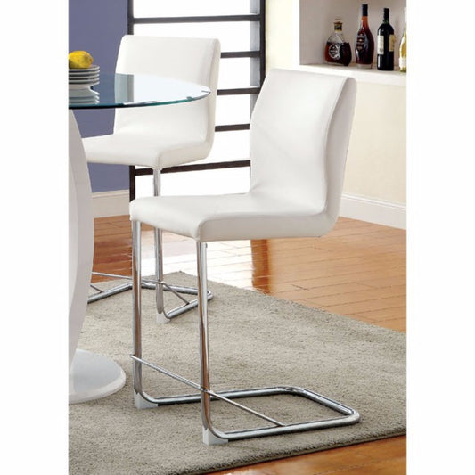 Lodia Ii Contemporary Counter Height Chair Withwhite Pu, Set Of 2 By Benzara | Counter Chairs |  Modishstore 