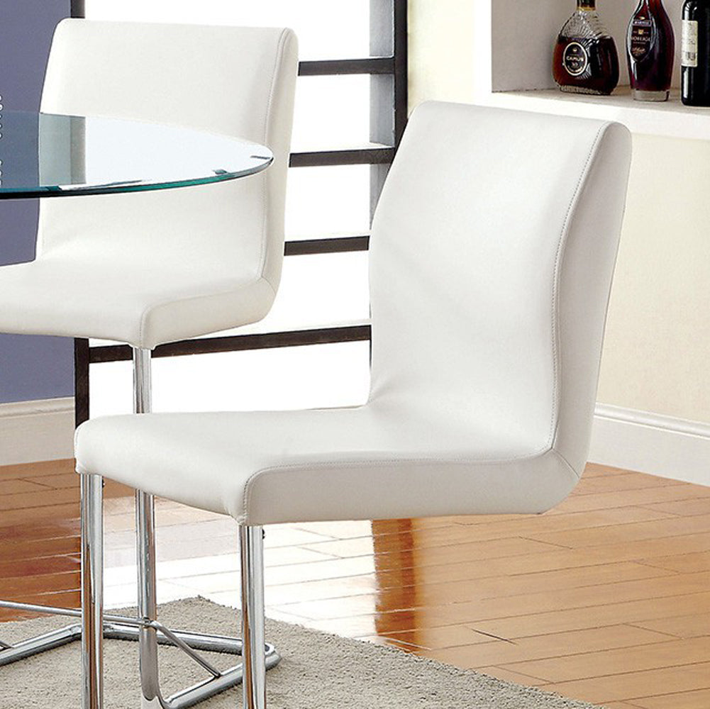 Lodia Ii Contemporary Counter Height Chair Withwhite Pu, Set Of 2 By Benzara | Counter Chairs |  Modishstore  - 2