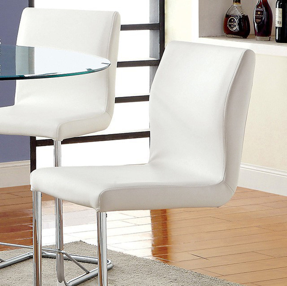 Lodia Ii Contemporary Counter Height Chair Withwhite Pu, Set Of 2 By Benzara | Counter Chairs |  Modishstore  - 2
