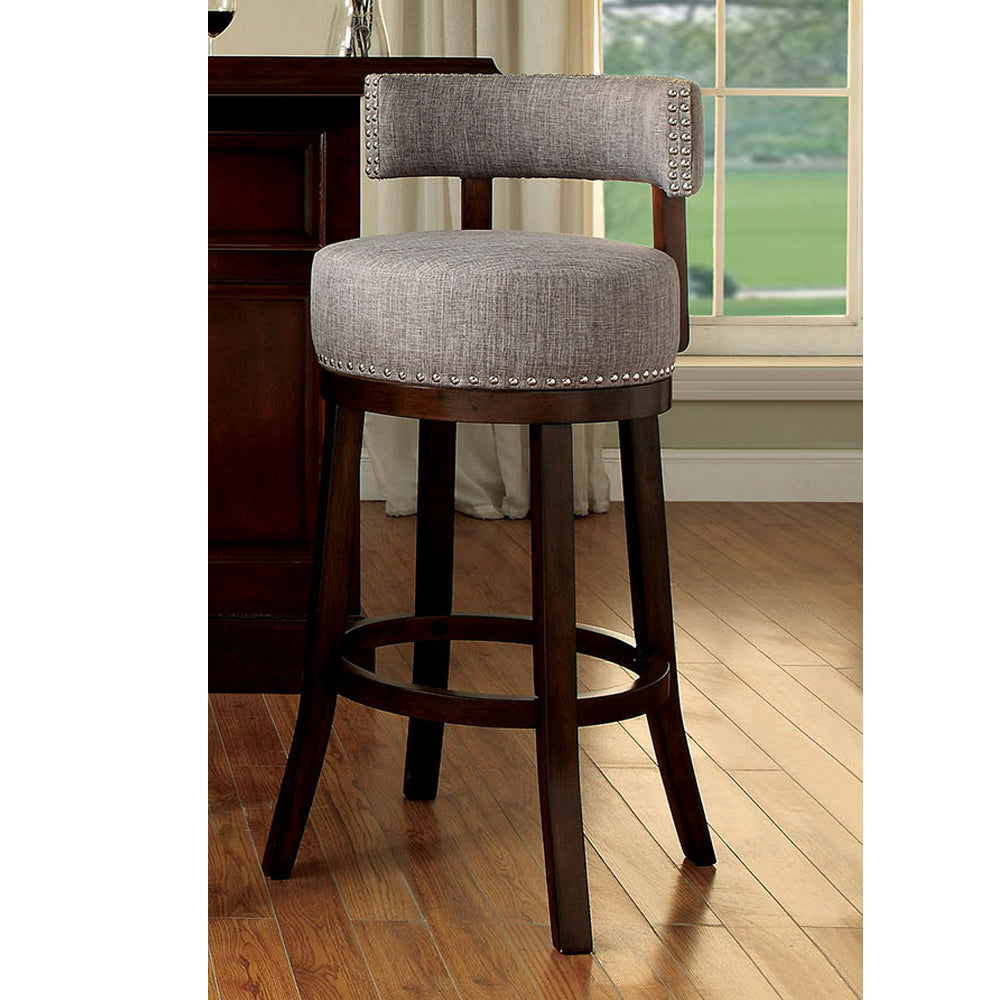 Lynsey 24"Barstool Withlinen Cushion, Light Gray Finish, Set Of 2 By Benzara | Bar Stools | Modishstore