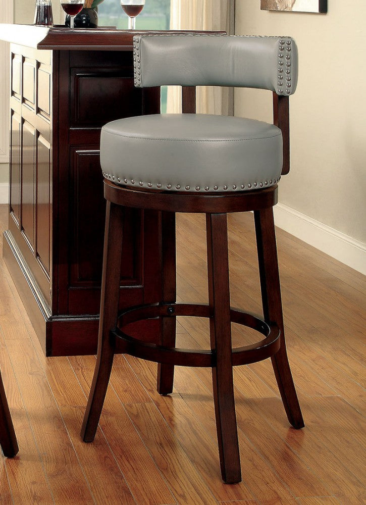 Shirley 29" Barstool Withpu Cushion, Gray Finish, Set Of 2  By Benzara | Bar Stools & Table |  Modishstore 