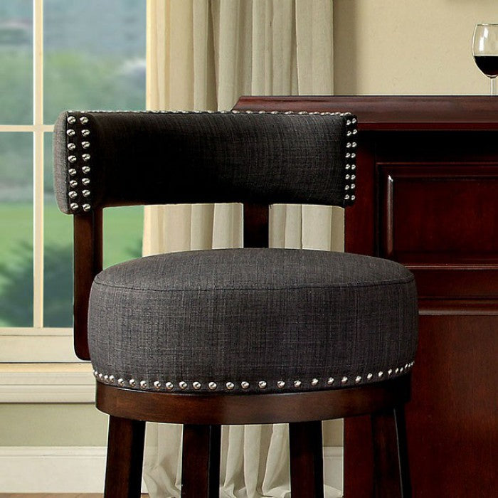 Lynsey 29"Barstool Withlinen Cushion, Gray Finish, Set Of 2 By Benzara | Bar Stools | Modishstore - 2