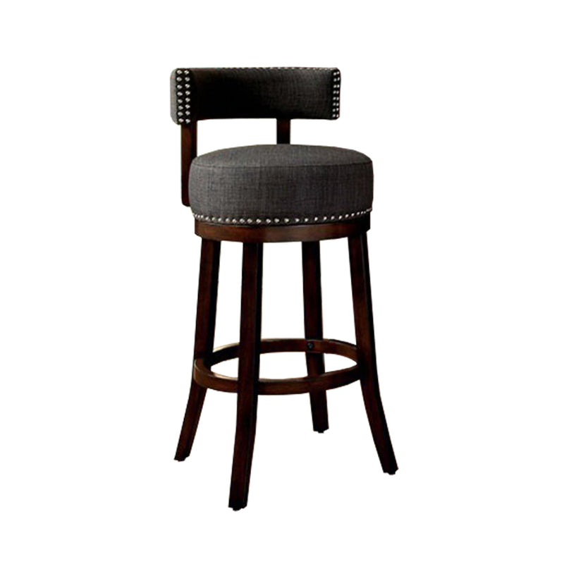 Lynsey 29"Barstool Withlinen Cushion, Gray Finish, Set Of 2 By Benzara | Bar Stools | Modishstore