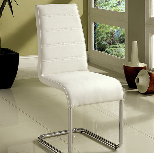 Mauna Contemporary Side Chair With Steel Tube,White Finish, Set Of Two  By Benzara | Armchairs |  Modishstore 