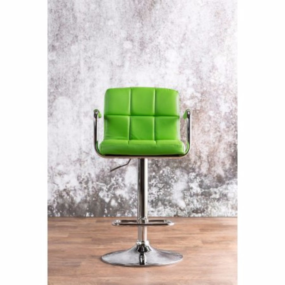 Corfu Contemporary Bar Stool With Arm In Green Pu  By Benzara | Bar Stools & Table |  Modishstore 
