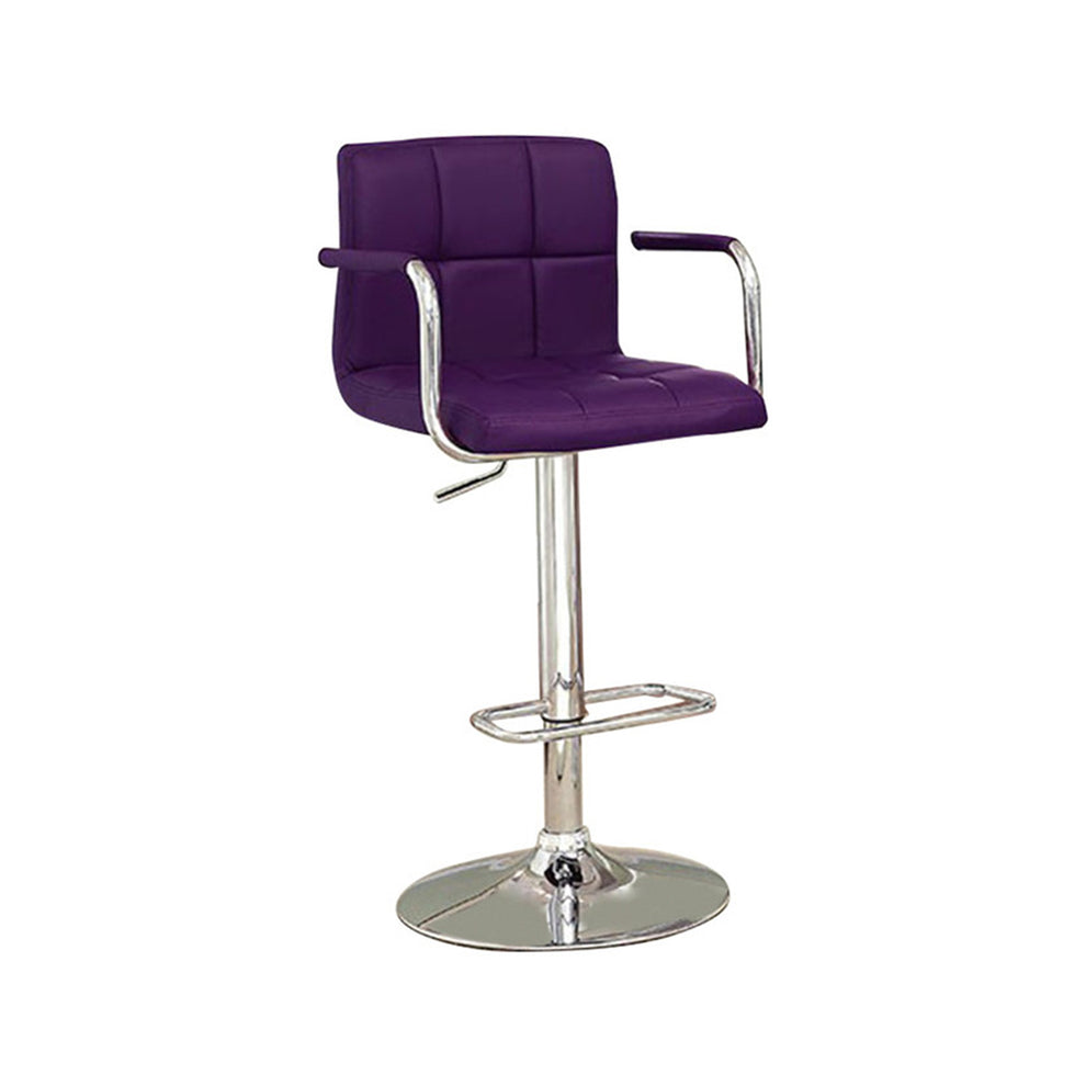 Corfu Contemporary Bar Stool With Arm In Purple Pu  By Benzara | Bar Stools & Table |  Modishstore  - 2