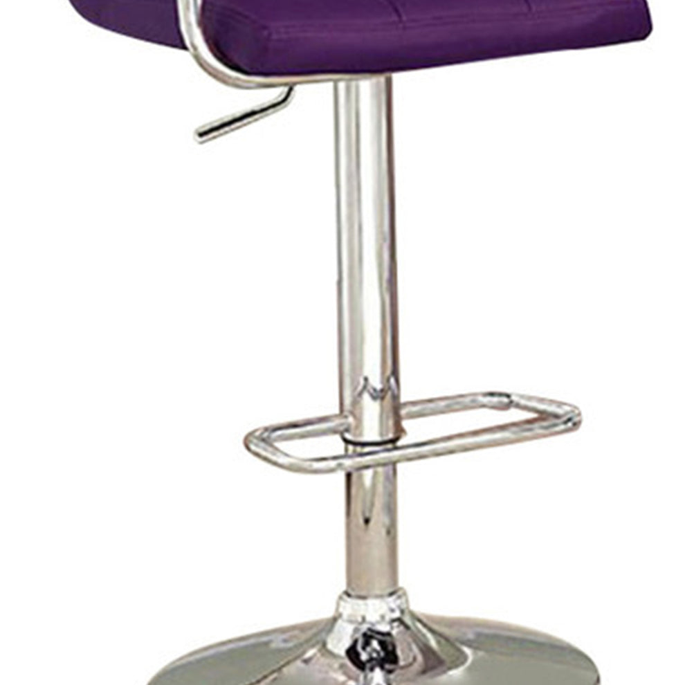Corfu Contemporary Bar Stool With Arm In Purple Pu  By Benzara | Bar Stools & Table |  Modishstore  - 4