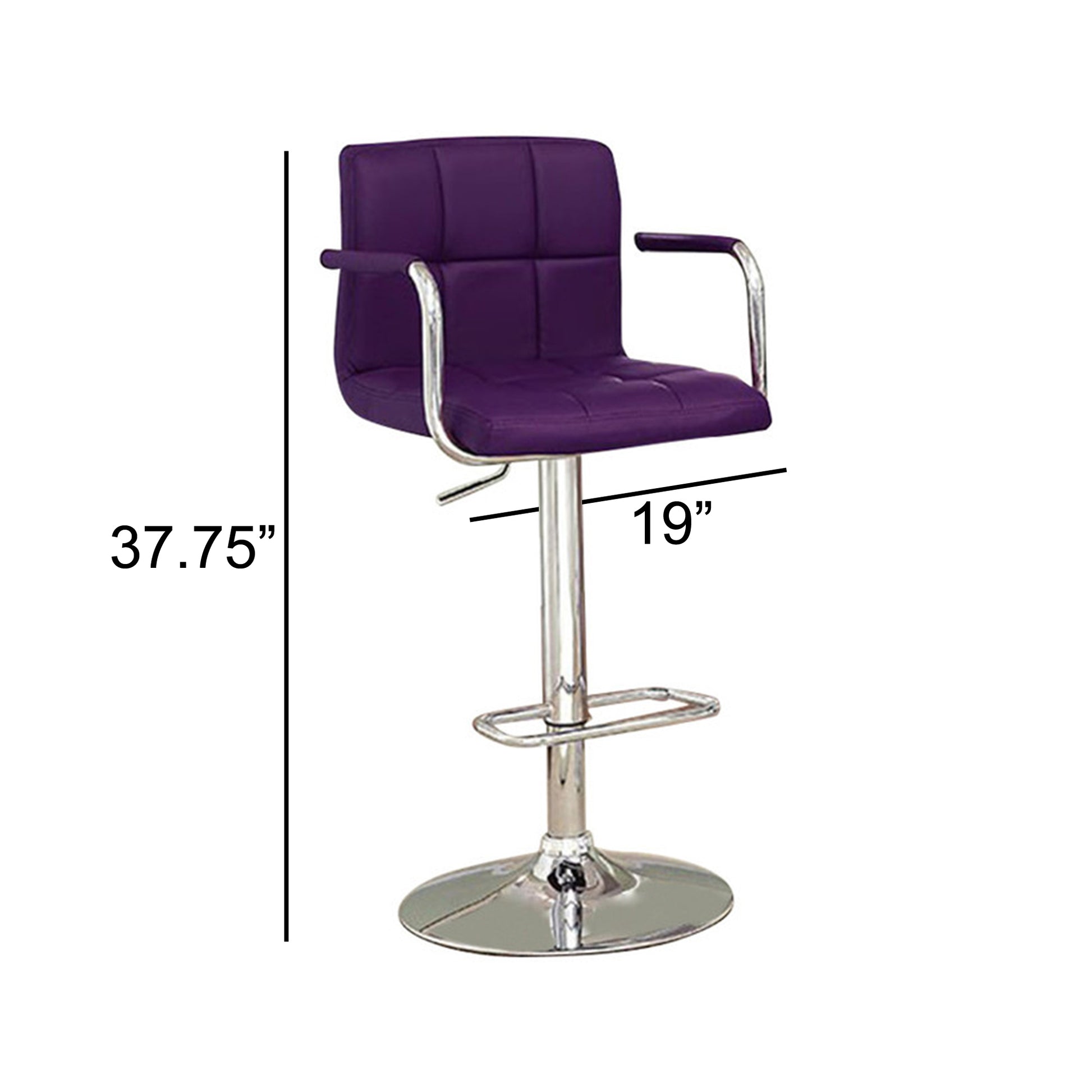 Corfu Contemporary Bar Stool With Arm In Purple Pu  By Benzara | Bar Stools & Table |  Modishstore  - 6