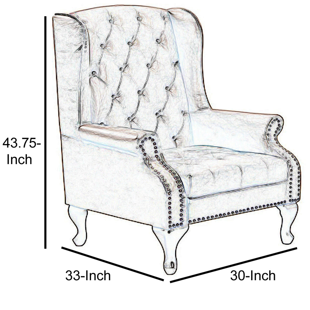 Vaugh Traditional Wing Accent Chair In Nail Head, Rustic Brown Finish By Benzara | Lounge Chairs |  Modishstore  - 5