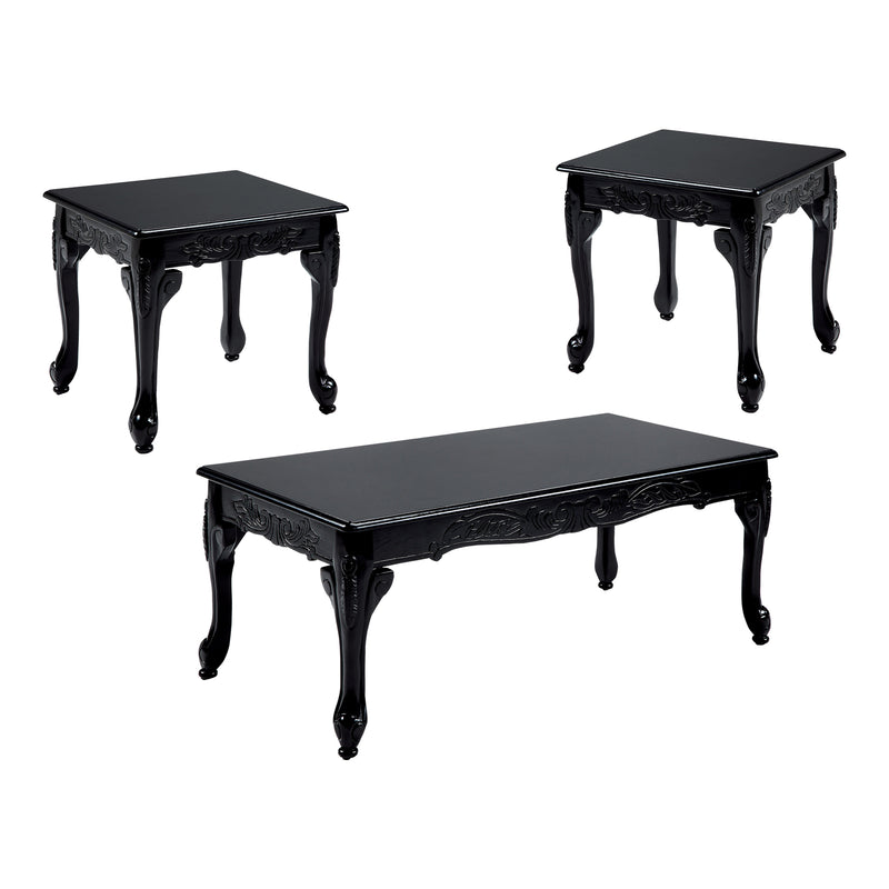 Cheshire Traditional 3 Piece Table Set, Black Finish By Benzara | Coffee Tables |  Modishstore 