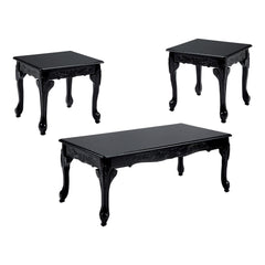 Cheshire Traditional 3 Piece Table Set, Black Finish By Benzara