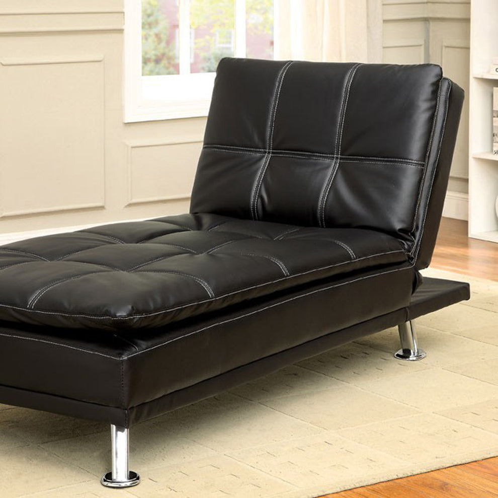 Modern Style Leatherette Chaise, Black By Benzara | Chairs & Recliners |  Modishstore  - 2