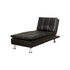 Modern Style Leatherette Chaise, Black By Benzara