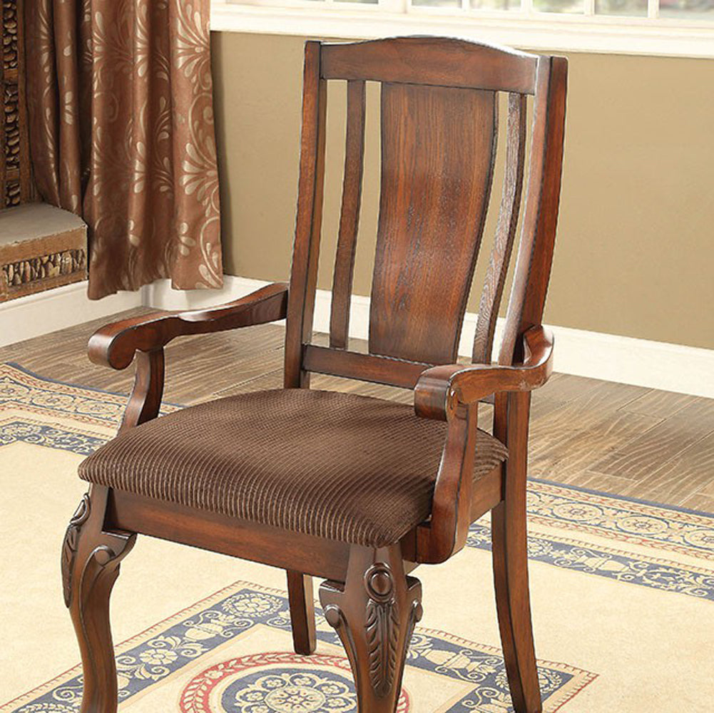 Johannesburg I Traditional Arm Chair, Brown Cherry, Set Of 2 By Benzara | Armchairs | Modishstore - 3