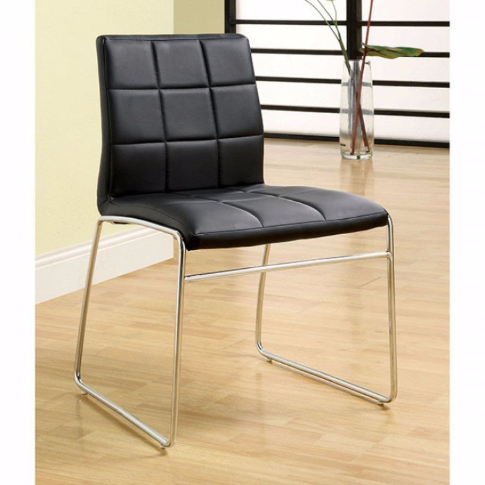 Oahu Contemporary Side Chair With Steel Tube, Black Finish, Set Of 2  By Benzara | Armchairs |  Modishstore  - 3