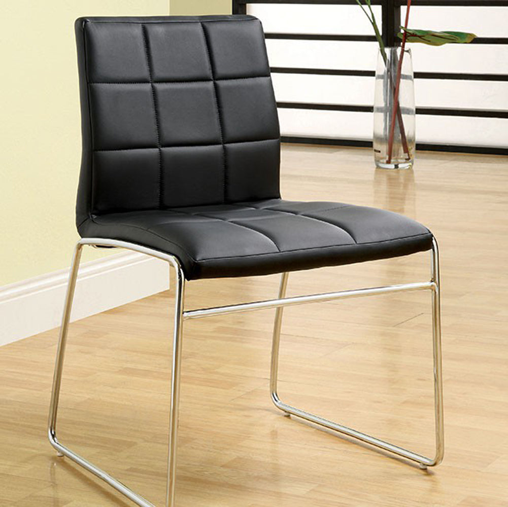 Oahu Contemporary Side Chair With Steel Tube, Black Finish, Set Of 2  By Benzara | Armchairs |  Modishstore  - 4