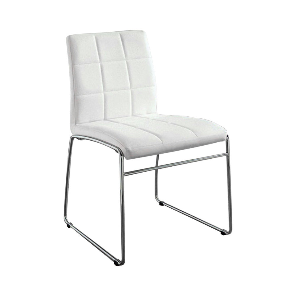 Oahu Contemporary Side Chair With Steel Tube, White Finish, Set Of 2  By Benzara | Armchairs |  Modishstore  - 2