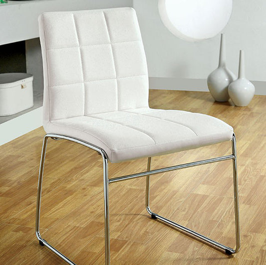 Oahu Contemporary Side Chair With Steel Tube, White Finish, Set Of 2  By Benzara | Armchairs |  Modishstore 