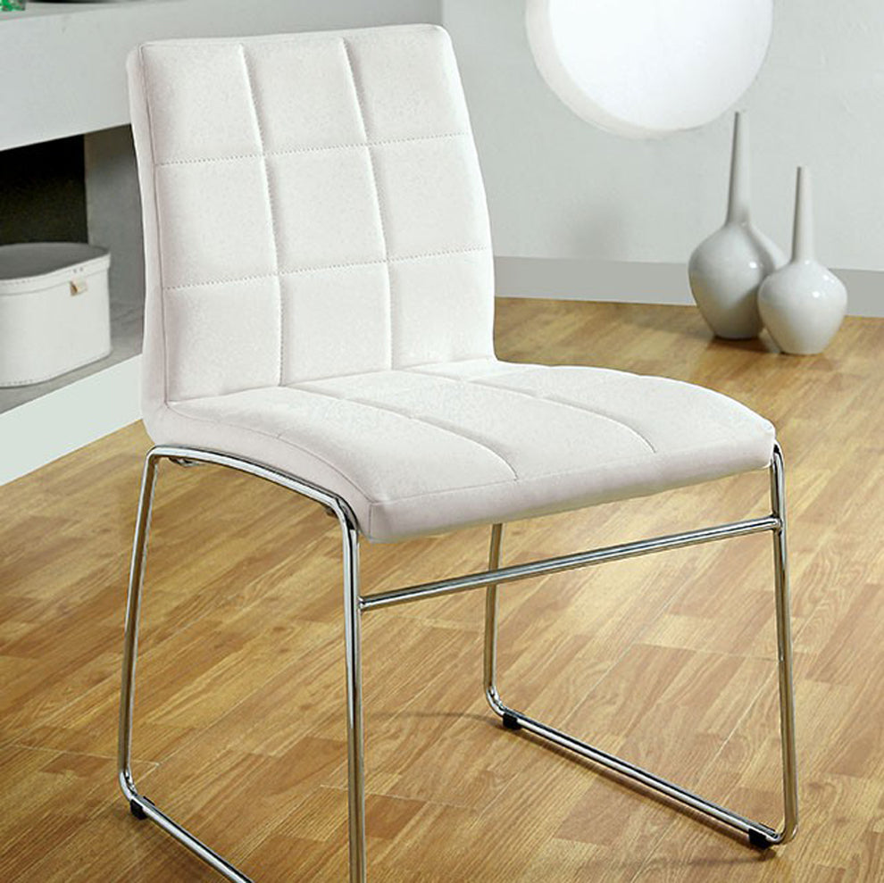 Oahu Contemporary Side Chair With Steel Tube, White Finish, Set Of 2  By Benzara | Armchairs |  Modishstore  - 4
