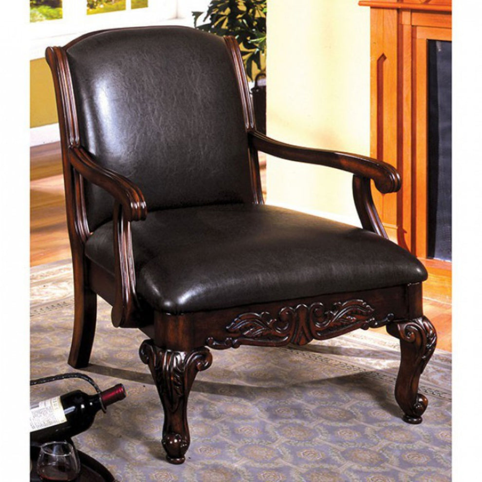 Sheffield Traditional Occasional Chair, Antique Dark Cherry  By Benzara | Lounge Chairs |  Modishstore  - 3