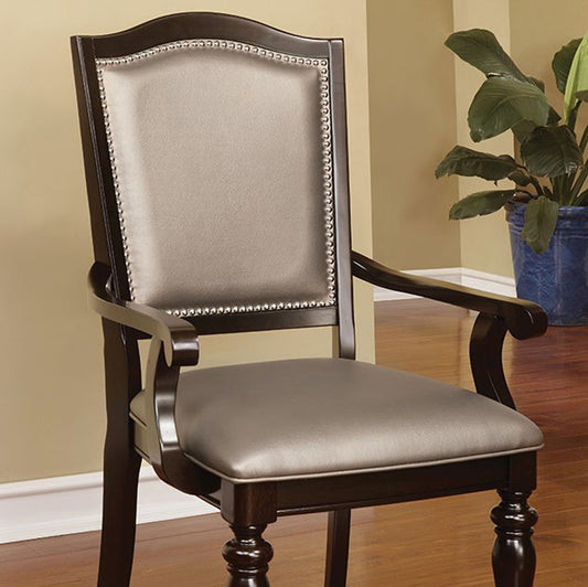 Harrington Transitional Arm Chair With Pvc, Dark Walnut, Set Of 2  By Benzara | Armchairs |  Modishstore 