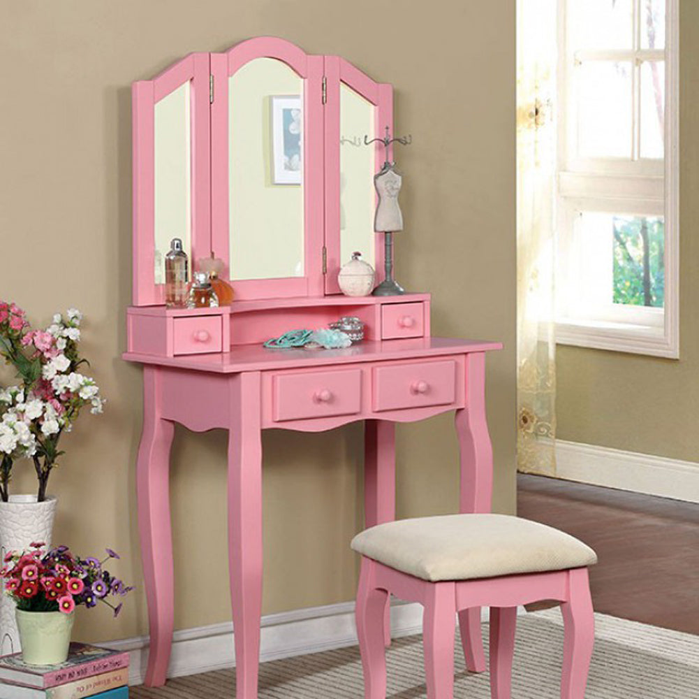 Janelle Transitional Vanity, Pink By Benzara | Bedroom Sets |  Modishstore 