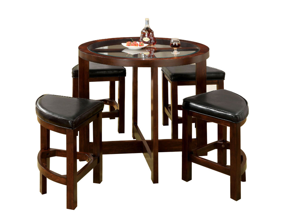 Crystal Cove I Quaint Virile 5 Piece Counter Height Table Set, Dark Walnut | Dining Sets |  Modishstore  - 2