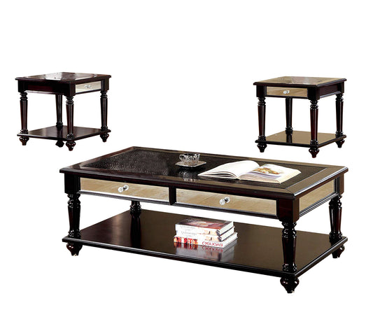 Horace Contemporary Three Piece Table Set, Espresso Finish, Set Of 3 By Benzara | Coffee Tables |  Modishstore 