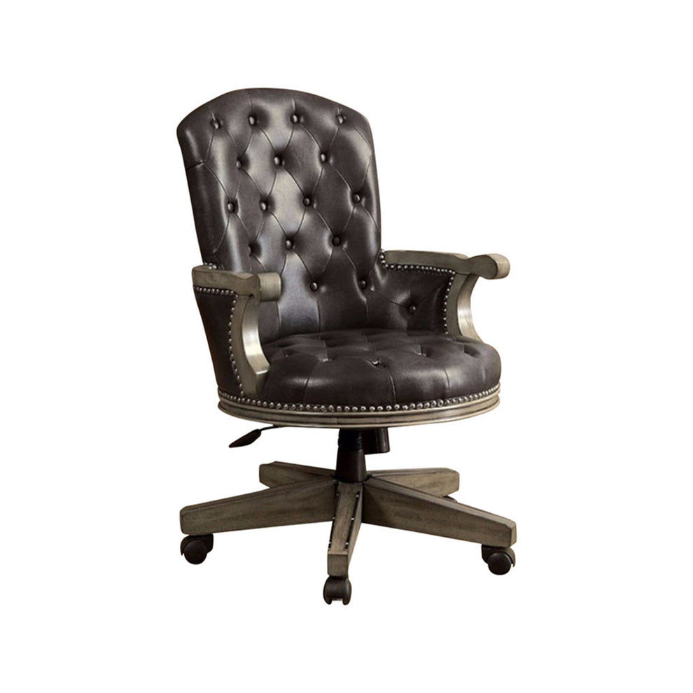 Yelena Height Adjustable Arm Chair In Gray And Black  By Benzara | Armchairs |  Modishstore  - 2