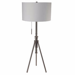 Zaya Contemporary Style Floor Lamp, Brushed Steel  By Benzara