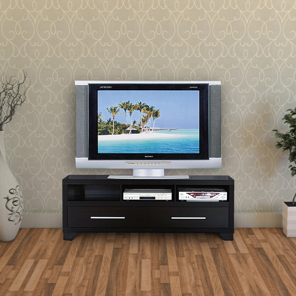 Rich And Elegant Tv Stand With Storage, Black By Benzara | TV Stands | Modishstore