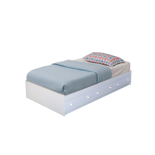 3 Drawer Contemporary Wooden Twin Chest Bed White By Benzara | Beds | Modishstore - 2