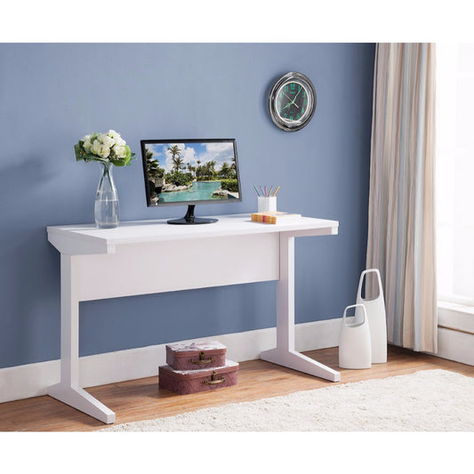 Contemporary Style Desk With Width Top, White By Benzara | Desks |  Modishstore 